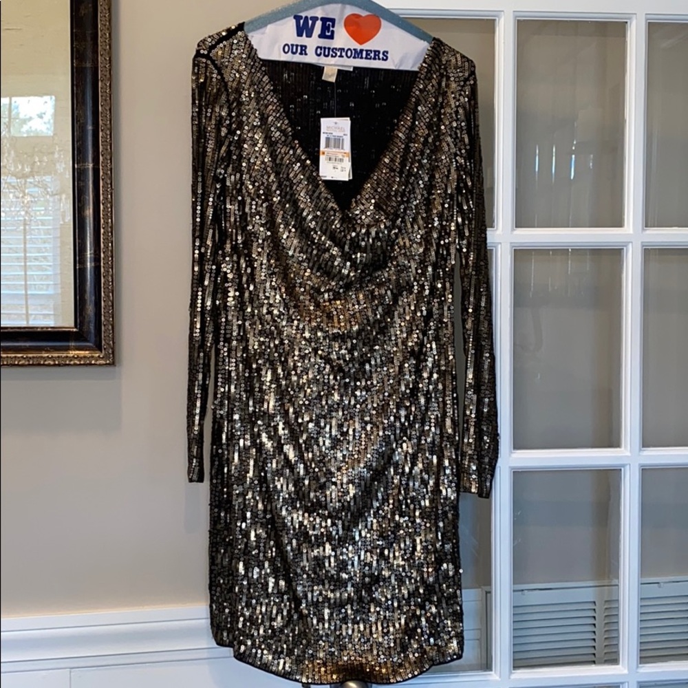 🎉Gold Sequin Michael Kors Dress NWT🎉
